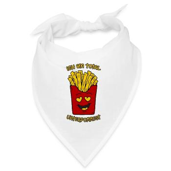 Ich bin total unterpommest Lustige Pommes Frites - Bandana Dreieckstuch - Weiß - Vorne