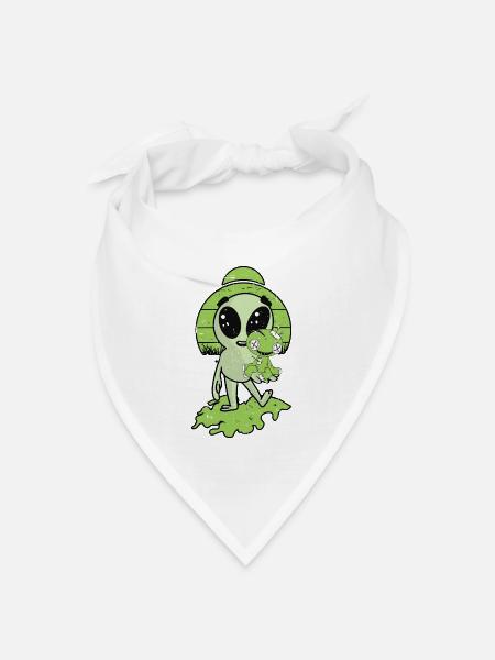 Alien mit Voodoo Puppe - Bandana Dreieckstuch - Weiß