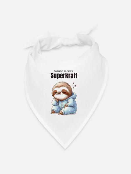 Schlafen ist meine Superkraft Faultier Schlafanzug - Bandana Dreieckstuch - Weiß