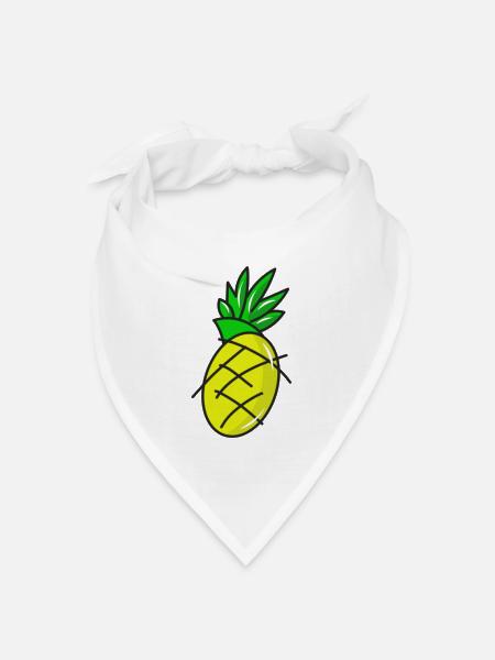 Ananas Cartoon Motiv - Bandana Dreieckstuch - Weiß