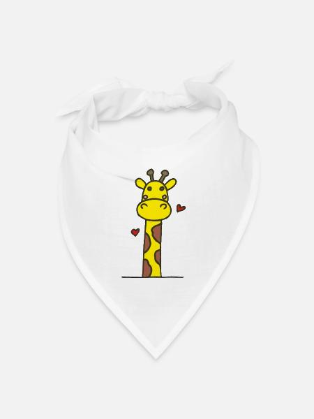 Verspielte Giraffe mit Herzen - Bandana Dreieckstuch - Weiß