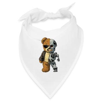 Bärenroboter Cyborg - Bandana Dreieckstuch - Weiß - Vorne