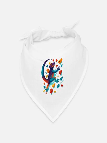 Bouldern Gecko Klettertier Klettern Echse Geschenk - Bandana Dreieckstuch - Weiß