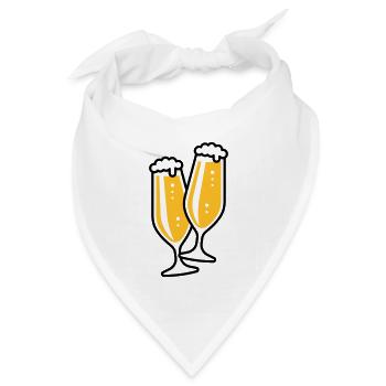 2 Pilsgläser Stoßen An (Bier Pils Schlank / 2C) - Bandana Dreieckstuch - Weiß - Vorne