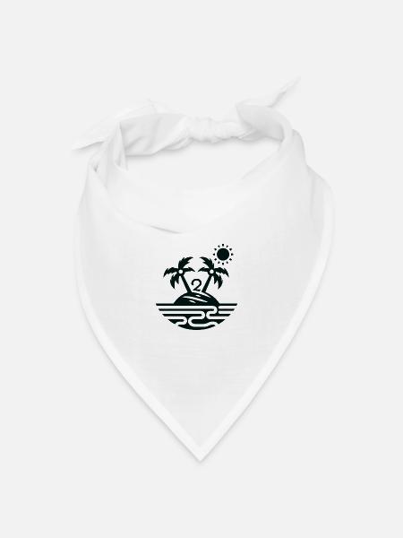 Insel mit 2 Palmen - Bandana Dreieckstuch - Weiß