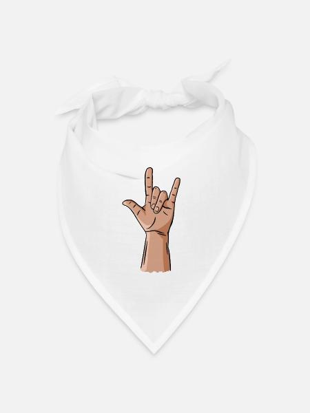 Teufelshörner / Rock'n'Roll / Metall Handgeste - Bandana Dreieckstuch - Weiß