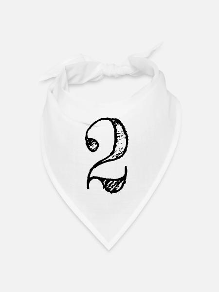 Ziffer 2 Zwei - Nummer 2 (hand-drawn) - Bandana Dreieckstuch - Weiß