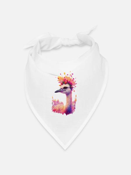 Kranich - Bandana Dreieckstuch - Weiß