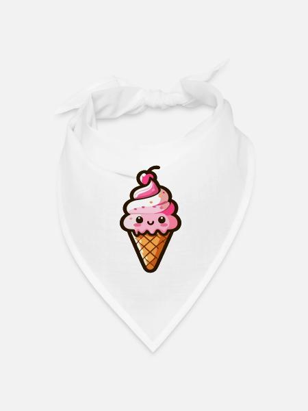 Niedliche italienische Eiswaffel - Bandana Dreieckstuch - Weiß