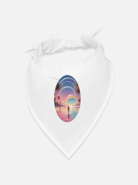 Pastellstrand Regenbogen-Traum - Bandana Dreieckstuch - Weiß
