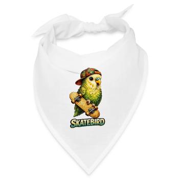 Skatebird – Tropischer Papagei mit Skateboard & Ca - Bandana Dreieckstuch - Weiß - Vorne