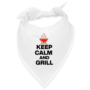 KEEP CALM AND GRILL, FIRE GRILLEN PARTY FLEISCH - Bandana Dreieckstuch - Weiß - Vorne