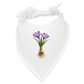 Krokusse mit Zwiebeln und Wurzeln  - Bandana Dreieckstuch - Weiß - Vorne