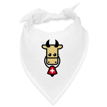 Schweizer Kuh Mit Glocke (Schweiz / Fahne / 3C) - Bandana Dreieckstuch - Weiß - Vorne