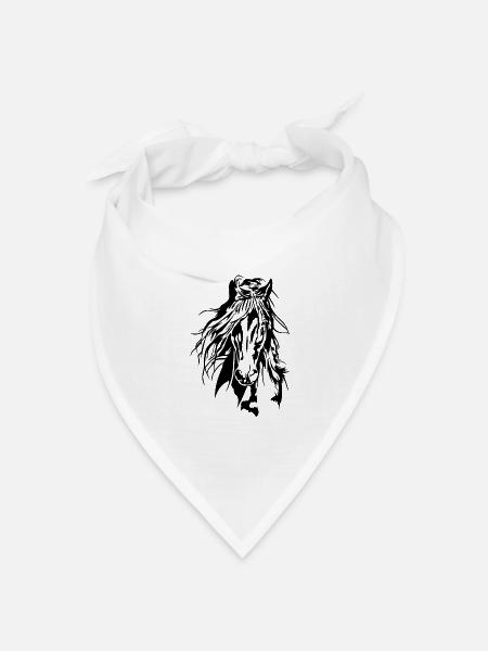 PFERD Portrait Pferde Reiter Wilsigns - Bandana Dreieckstuch - Weiß