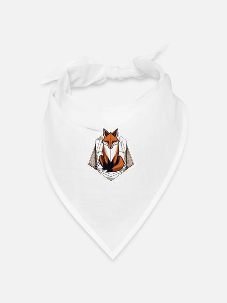 Geometrischer Fuchs - Eleganz der Linien - Bandana Dreieckstuch - Weiß