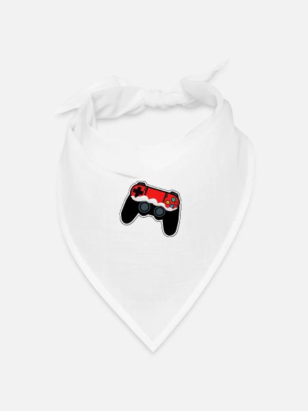 Roter und schwarzer Weihnachts-Gamecontroller - Bandana Dreieckstuch - Weiß