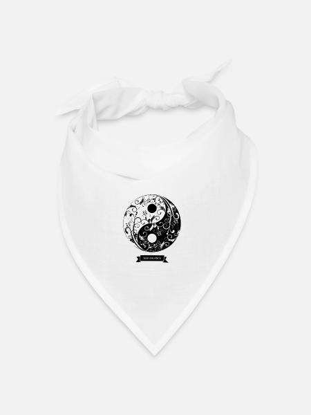 Ying Yang Mandala - Bandana Dreieckstuch - Weiß