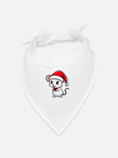 Maus Weihnachten Niedlich - Bandana Dreieckstuch - Weiß