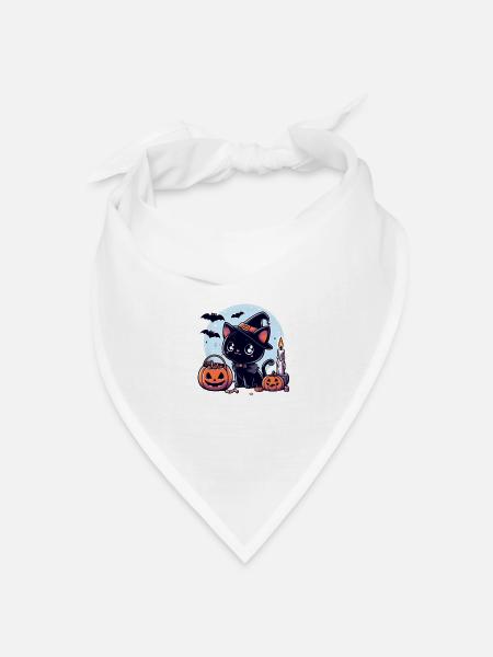 Katzen-Halloween - Bandana Dreieckstuch - Weiß