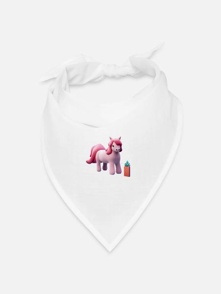 Pinkes Pony - Trickfigur - Bandana Dreieckstuch - Weiß