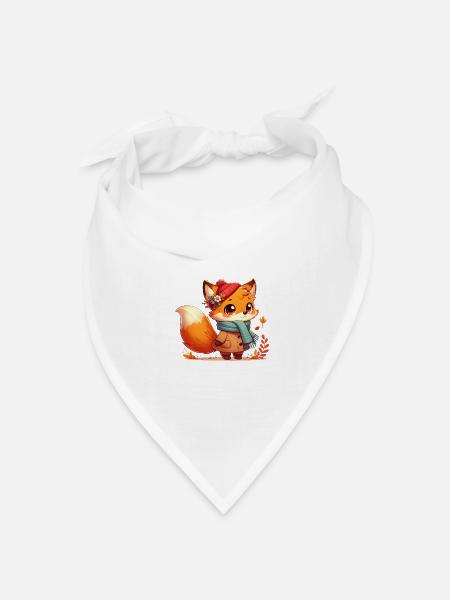 Fuchs Herbst 4 - Bandana Dreieckstuch - Weiß