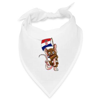Kroatische Fan Maus - Bandana Dreieckstuch - Weiß - Vorne