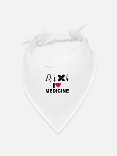 Ich liebe Medizin - Bandana Dreieckstuch - Weiß
