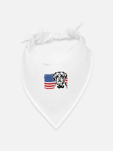 Boxer US Amerika Fahne Hunde Hund Wilsigns - Bandana Dreieckstuch - Weiß