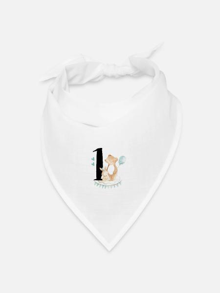 1. geburtstag, eins, erster, birthday, first - Bandana Dreieckstuch - Weiß