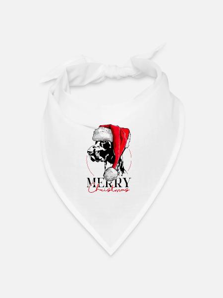 Santa DEUTSCH KURZHAAR Merry Christmas Wilsigns - Bandana Dreieckstuch - Weiß