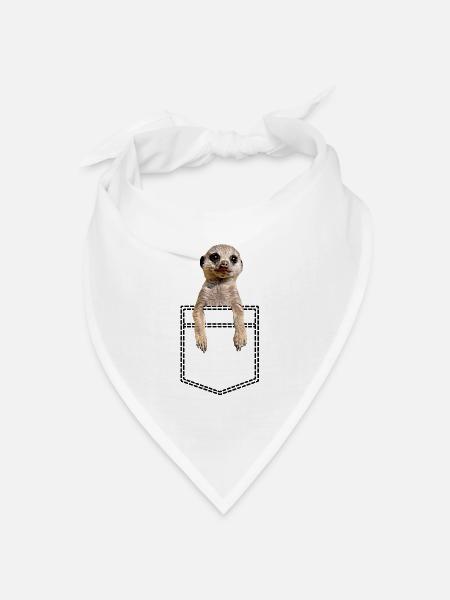 Erdmännchen In Brusttasche Hemdtasche - Bandana Dreieckstuch - Weiß