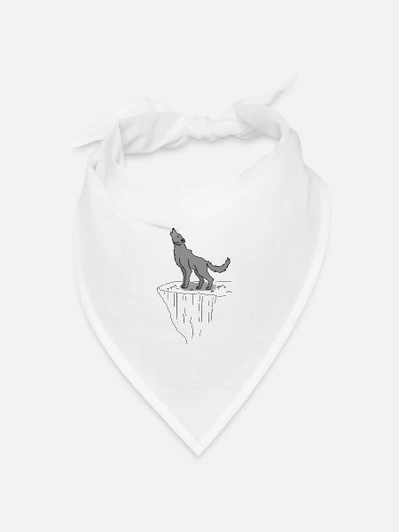 Einsamer Wolf - Bandana Dreieckstuch - Weiß