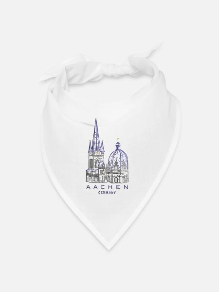 Aachener Dom, Aachen, Deutschland - Bandana Dreieckstuch - Weiß