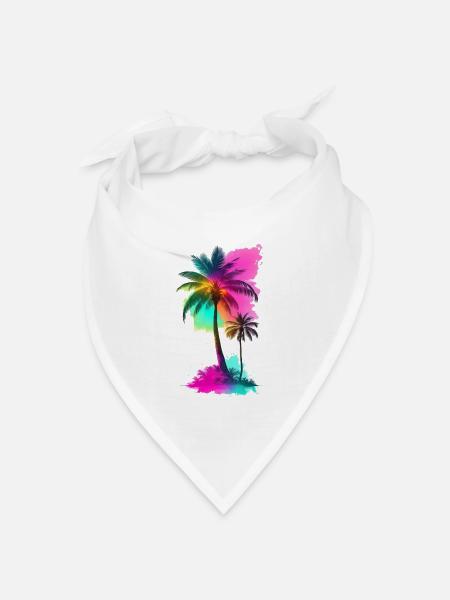 Palmen - Bandana Dreieckstuch - Weiß
