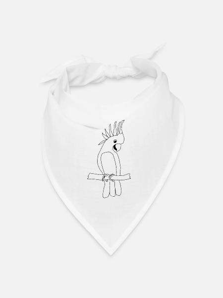 Kakadu - Grafik schwarz-weiss - Bandana Dreieckstuch - Weiß