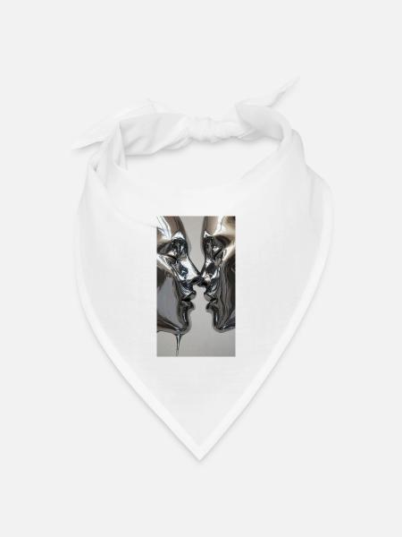 Silberne Kussfiguren - Bandana Dreieckstuch - Weiß