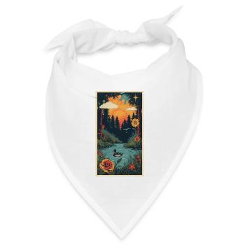 Sonnenuntergangsteich in der Landschaft - Bandana Dreieckstuch - Weiß - Vorne