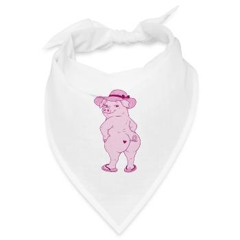Schwein von hinten - Sonnenhut - Flip Flops - Bandana Dreieckstuch - Weiß - Vorne