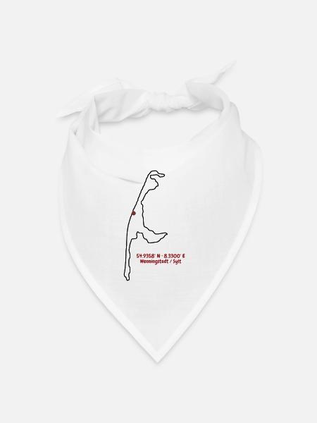 Wenningstedt Sylt Koordinaten Insel Silhouette - Bandana Dreieckstuch - Weiß