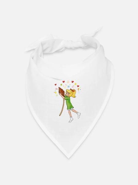 Bibi mit Kartoffelbrei Herzen Sternchen - Bandana Dreieckstuch - Weiß