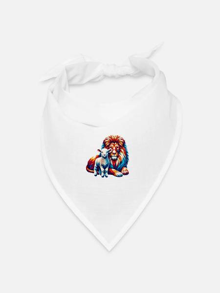 Christliche Kleidung Löwe Und Lamm - Bandana Dreieckstuch - Weiß