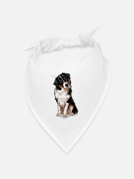 AUSTRALIAN SHEPHERD Aussie Hunde Hund Wilsigns - Bandana Dreieckstuch - Weiß