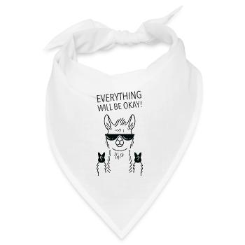 Everything Will Be Okay, Llama Alpaca - Bandana Dreieckstuch - Weiß - Vorne