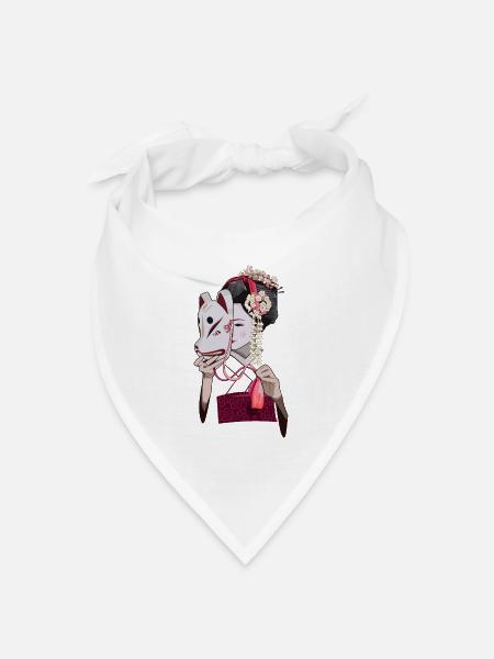 Geisha - Bandana Dreieckstuch - Weiß