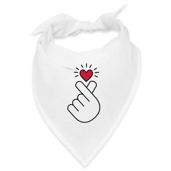 K-Pop Herz, Korea, Fingerherz, K-drama, koreanisch - Bandana Dreieckstuch - Weiß - Vorne