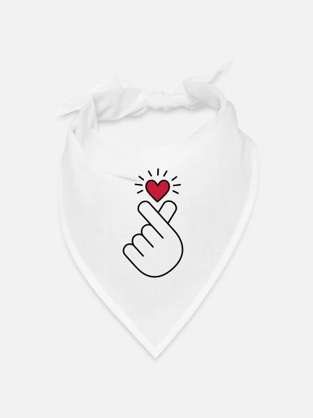K-Pop Herz, Korea, Fingerherz, K-drama, koreanisch - Bandana Dreieckstuch - Weiß