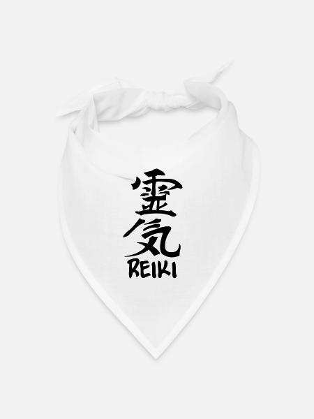 Reiki japanisch kanji karakte mit Text REIKI - Bandana Dreieckstuch - Weiß