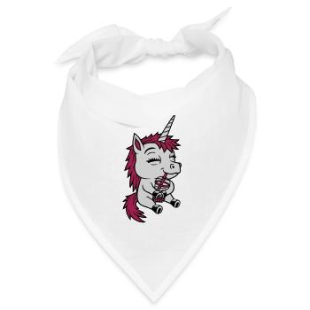 Boba Tee trinkendes Einhorn - Bandana Dreieckstuch - Weiß - Vorne