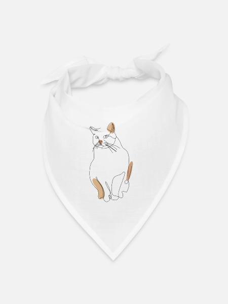 Katze - Bandana Dreieckstuch - Weiß